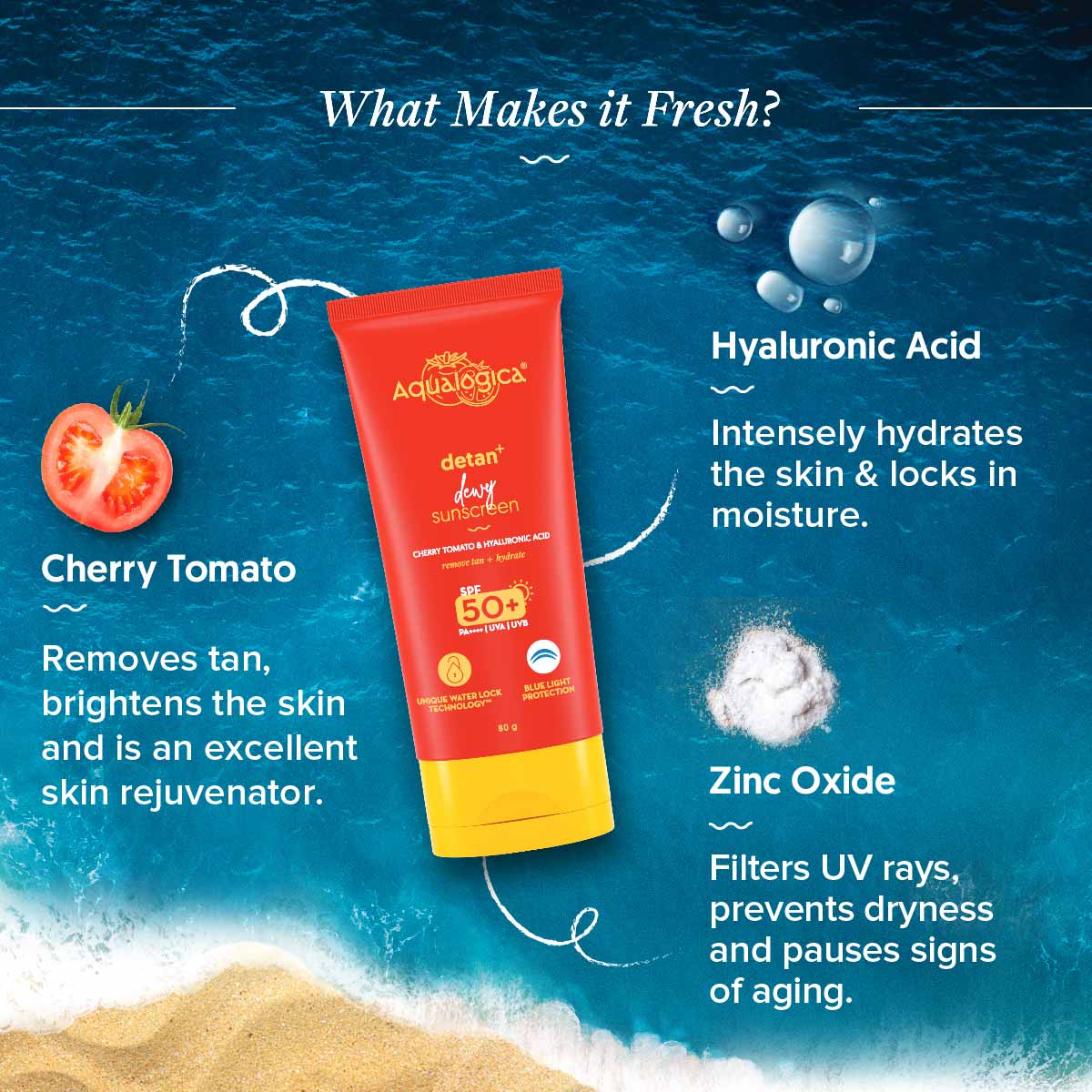 FREEBIE | Detan+ Dewy Sunscreen with SPF 50+ & PA++++ for UVA/B & Blue Light Protection & No White Cast - 80g - Image 3