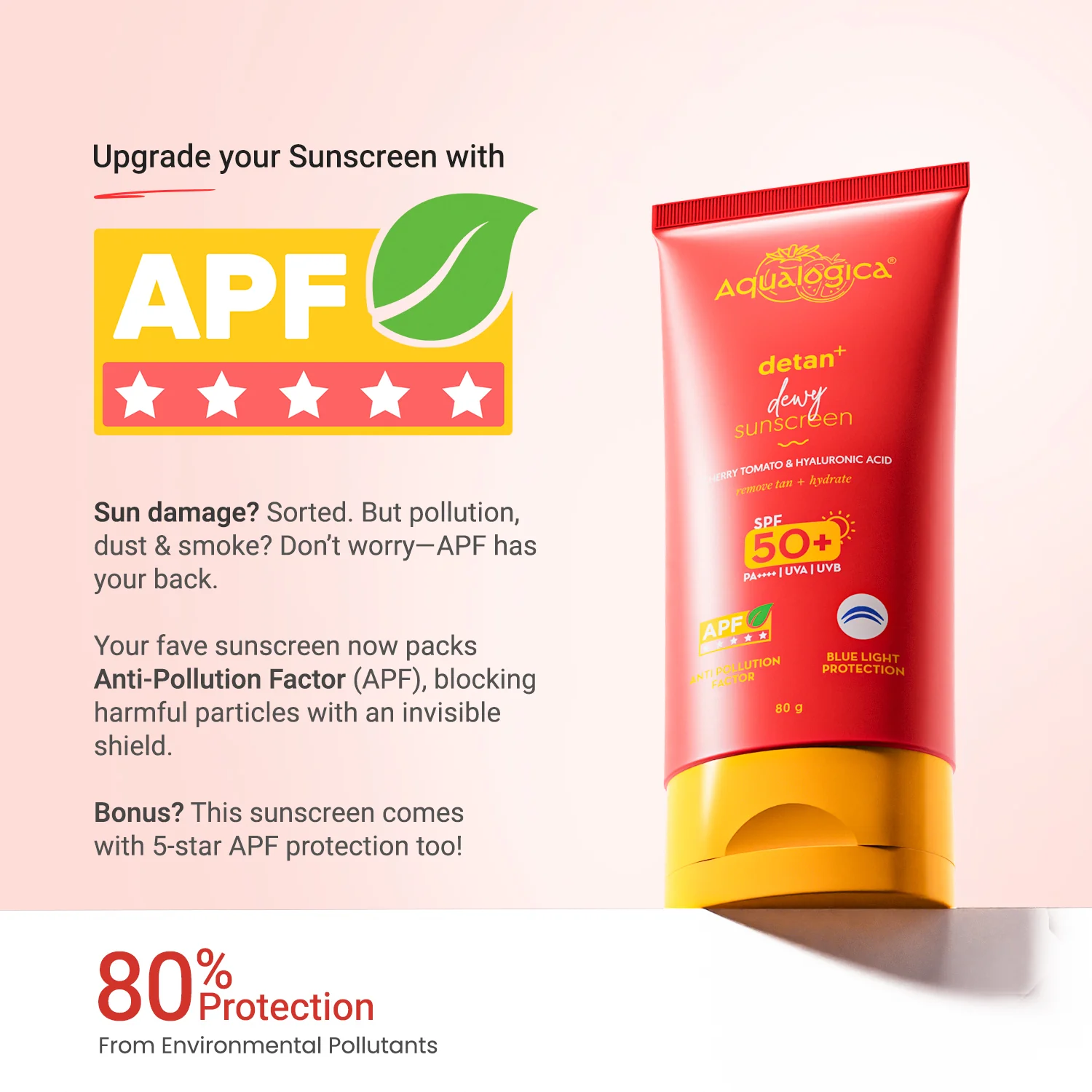 Detan+ Dewy Sunscreen In-Vivo Tested SPF 50+ PA++++ with Cherry Tomato & HA - 80 g (Pack of 2) - Image 9