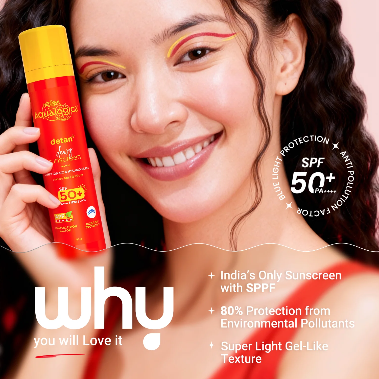 Detan+ Dewy Sunscreen In-Vivo Tested SPF 50+ PA++++ with Cherry Tomato & HA - 50 g (Pack of 2) - Image 5