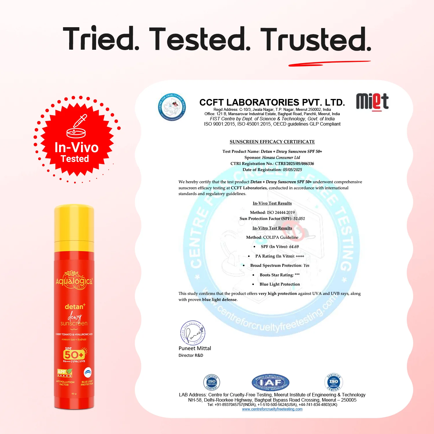 Detan+ Dewy Sunscreen In-Vivo Tested SPF 50+ PA++++ with Cherry Tomato & HA - 50 g (Pack of 2) - Image 8