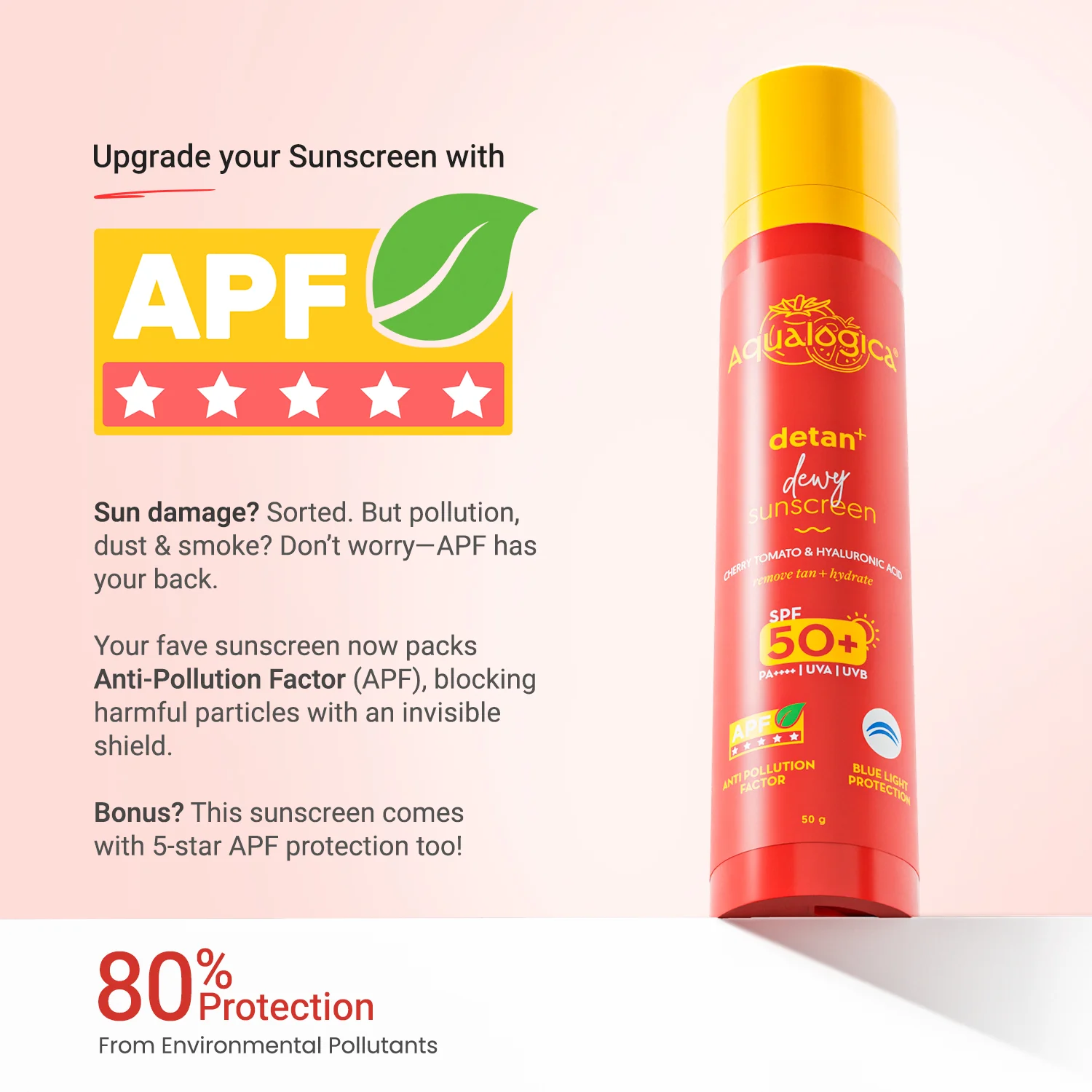 Detan+ Dewy Sunscreen In-Vivo Tested SPF 50+ PA++++ with Cherry Tomato & HA - 50 g (Pack of 2) - Image 13