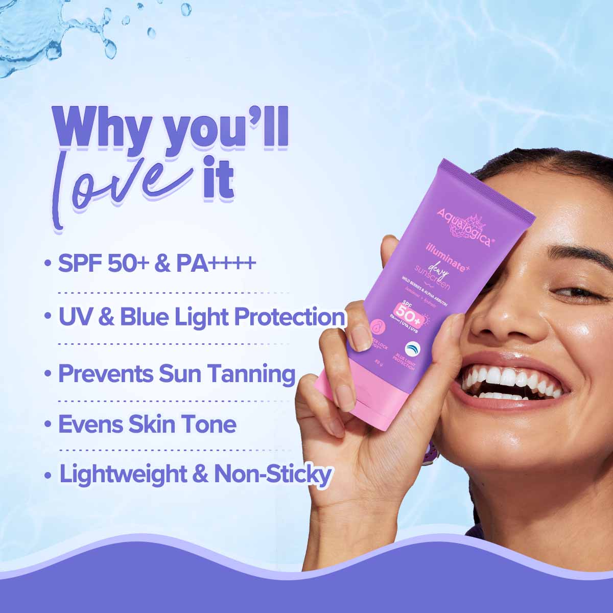 FREEBIE - Illuminate+ Dewy Sunscreen SPF 50+ PA++++ with Wild Berries & Alpha Arbutin - 80 g - Image 2