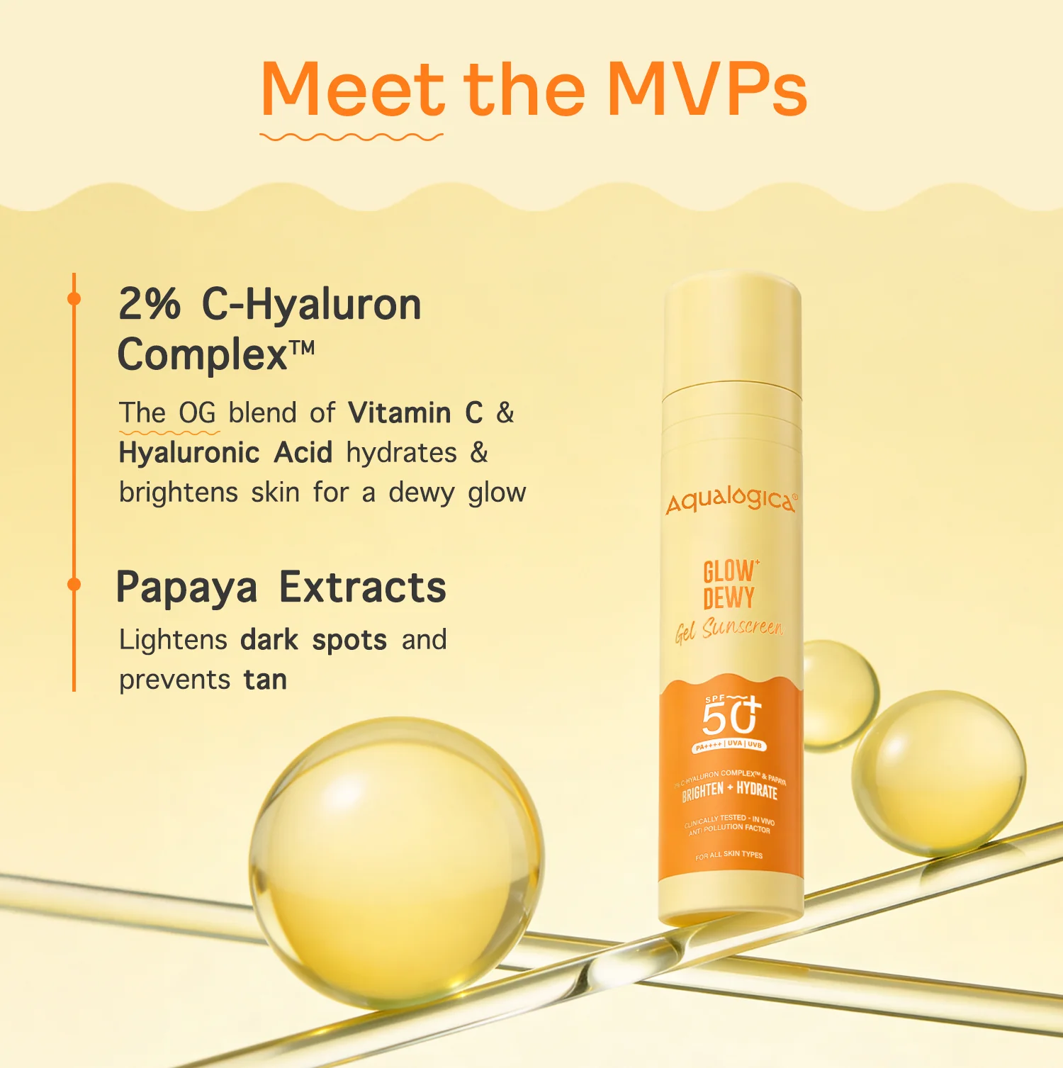 Glow+ Dewy Sunscreen Gel In-Vivo Tested SPF 50+ PA++++ with Papaya & Vitamin C - 50g (Pack of 2) - Image 6