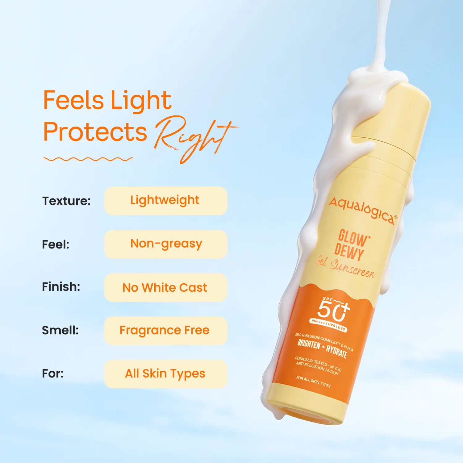 Glow+ Dewy Sunscreen Gel In-Vivo Tested SPF 50+ PA++++ with Papaya & Vitamin C - 50g (Pack of 2) - Image 9
