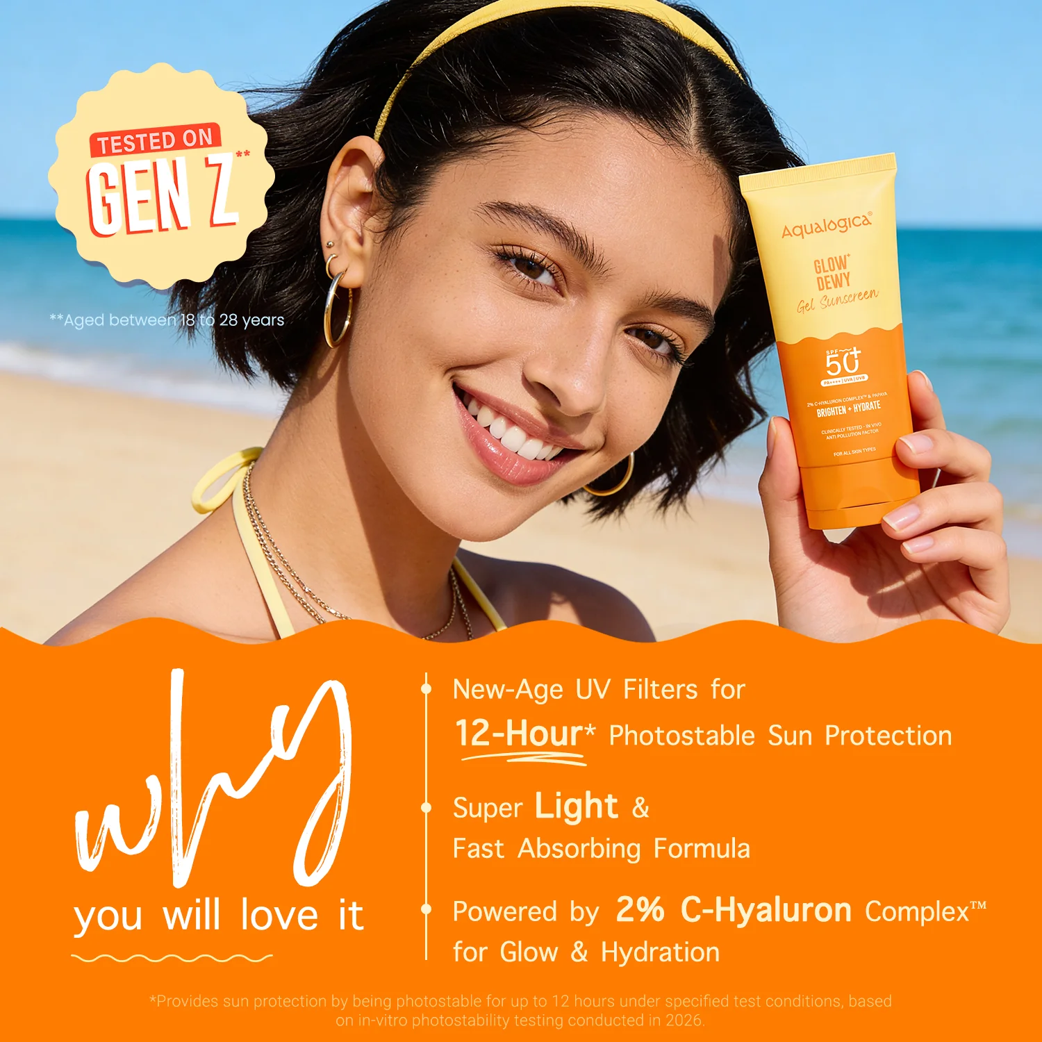 Glow+ Dewy Sunscreen Gel In-Vivo Tested SPF 50+ PA++++ with Papaya & Vitamin C - 80g (Pack of 2) - Image 4