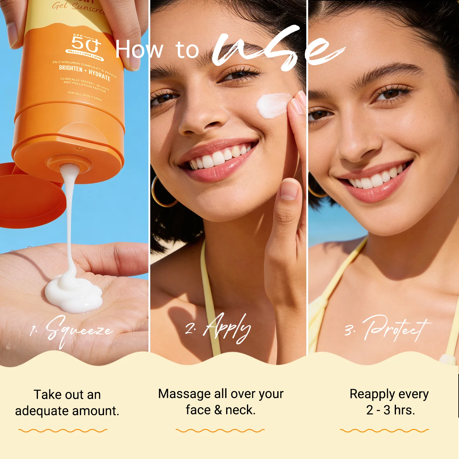 Glow+ Dewy Sunscreen Gel In-Vivo Tested SPF 50+ PA++++ with Papaya & Vitamin C - 80g (Pack of 2) - Image 8